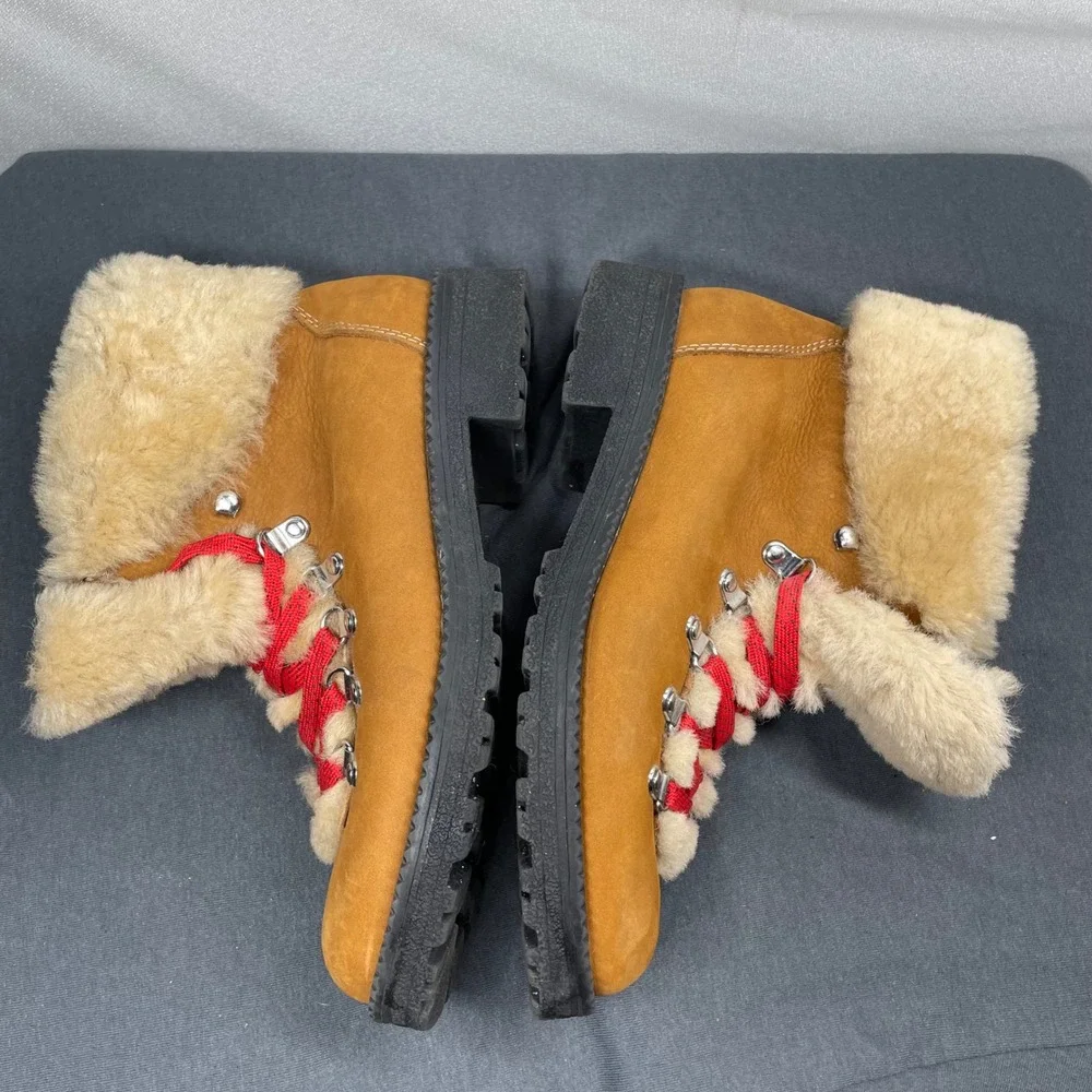 J.Crew Women Nordic Hiking Boots Nubuck Leather 8 Tan F8444 Mountain Gorpcore
